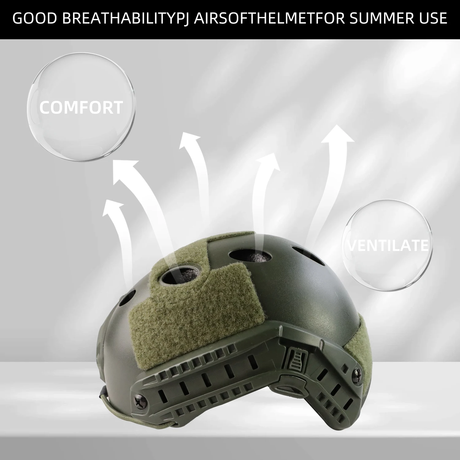 BOOIU 빠른 전술 BJ 타입 헬멧, 에어소프트 보호 페인트볼 전투 헬멧, 라이딩 CS 게임 헤드 보호대, ABS 빠른 헬멧