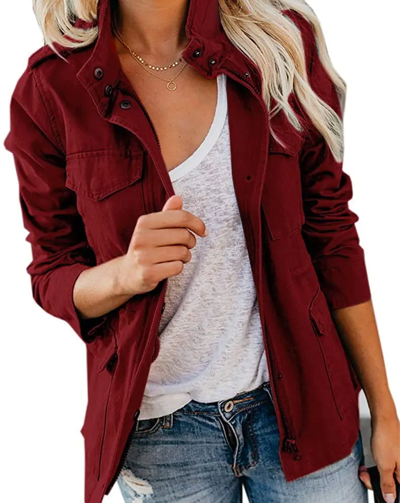 GFAVCJX Womens Military Jacket Zip Up 