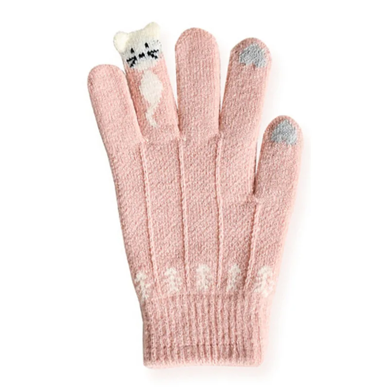 Fingertip Cat Black Gloves Autumn and Winter Female Students Imitation Cashmere Bag Finger Gloves Outdoor Cycling Winter Cycling Gloves Warm Gloves Cat Gloves
