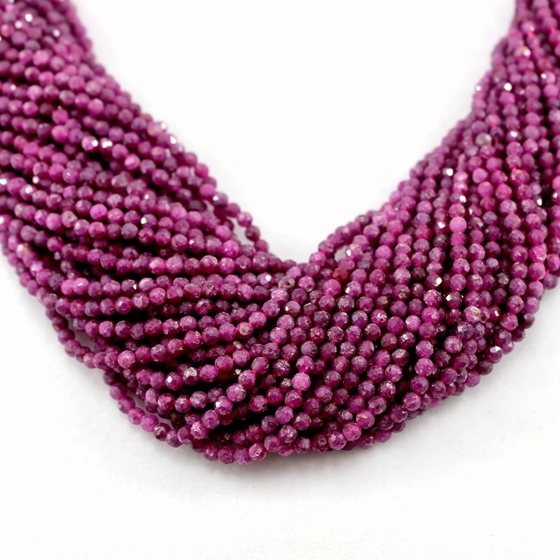 Natural Faceted Ruby 2 3 4MM Micro Tiny Small Seed Round Gemstone Beads For Jewelry Mkaing DIY Waist Bracelets Neckalce Anklet 3
