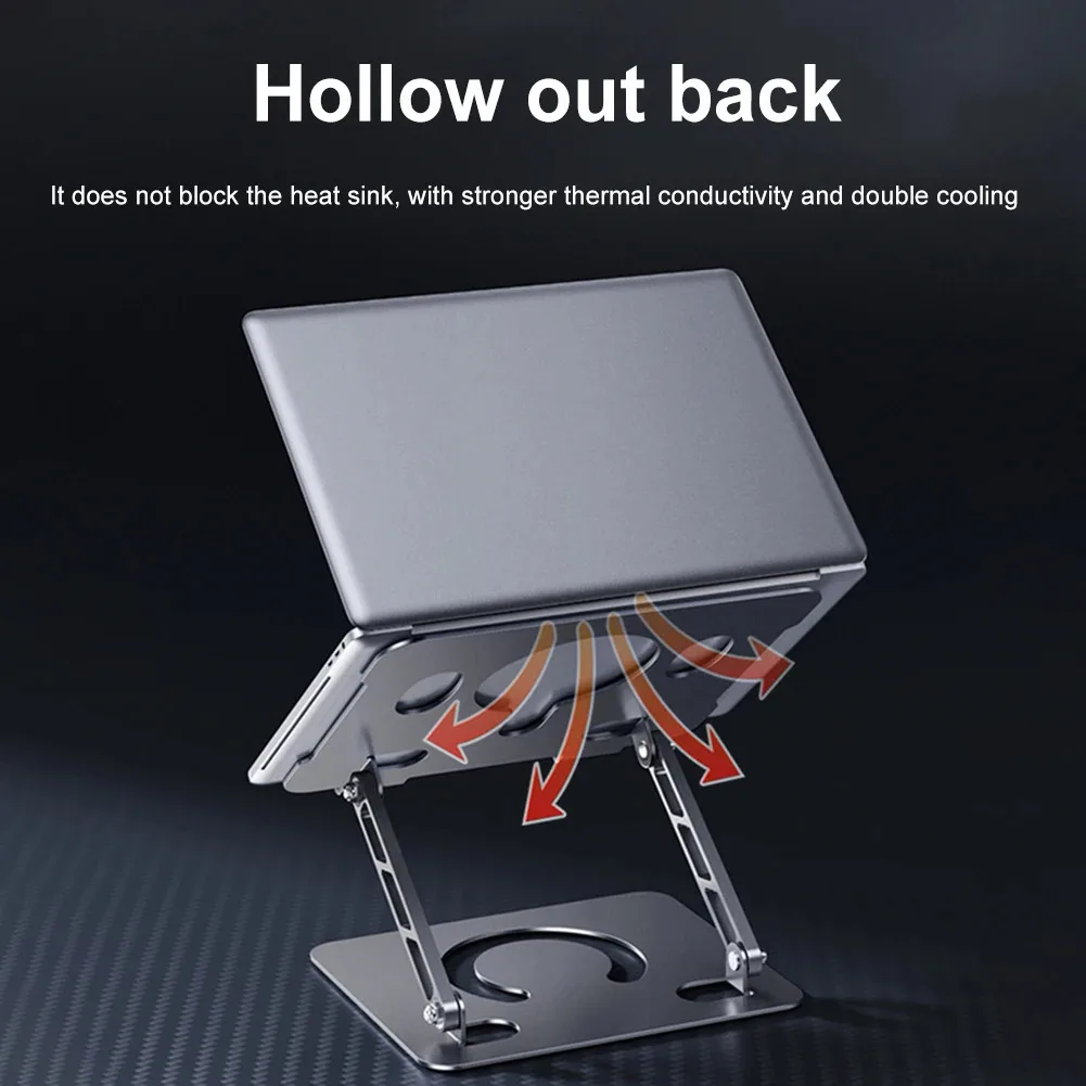 노트북 스탠드 회전식 노트북 브래킷 휴대용 컴퓨터 스탠드 조절 가능한 열 방출 접이식 알루미늄 홀더