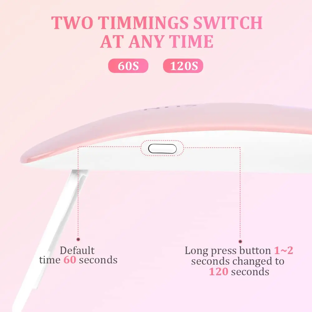 YIKOOLIN Mini Nail Lamp UV LED Nail Lamp Polish Poly Nail Gel 60s/120s Art Tool Portable Manicure Tool 3