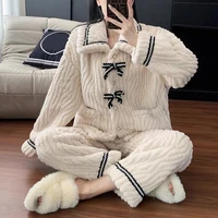 2Pcs/set women's pajamas autumn and winter students home wear padded and thickened warm princess clothes women's clothing