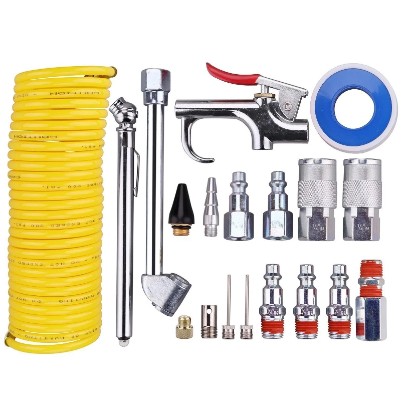 20 Pcs Sets Quick Connector Pneumatic Tools Kit Air Dust Gun Coupler Sets T-Handle Steel Tire Repair Tools for All Car Models