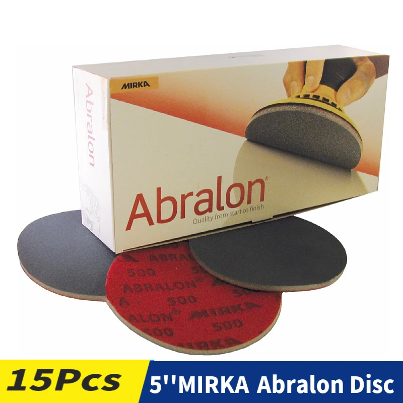 Mirka Abralon 5 Inch Sponge Sandpaper Foam Backed Hook & Loop Polishing Discs 125mm Grip Disc Flocking Sheets sanding disc