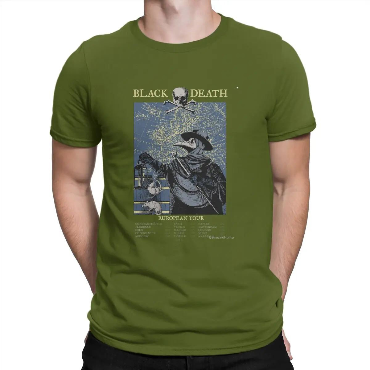 thumbnail image 1 of Camiseta divertida de la gira europea de la Peste Negra para hombre, cuello redondo, algodón puro, SCP, Doctor de la Plaga, manga corta, ropa gráfica, 1 of 7