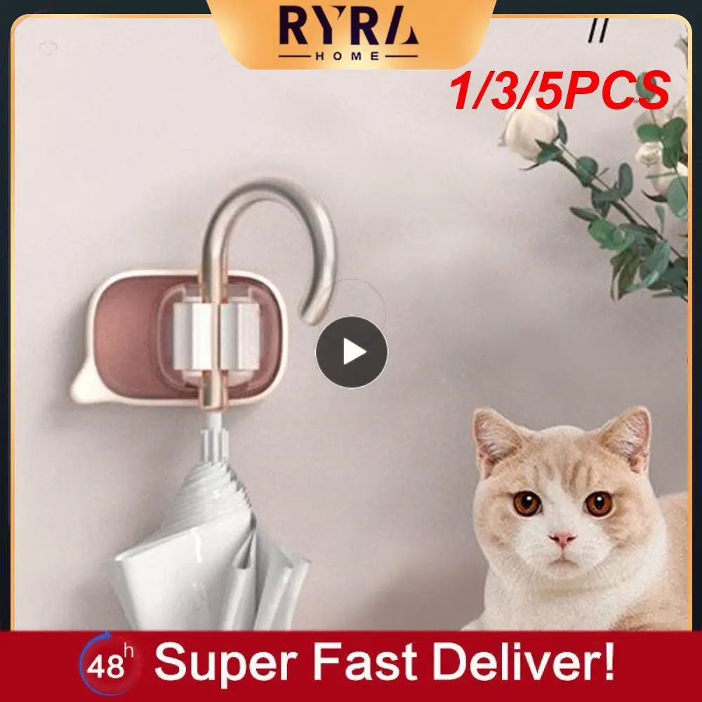 1/3/5PCS Not Afraid Of Humid Environment No Punching Cat Words Wall Mop Rack Strong Load-bearing Capacity Strong Load-bearing