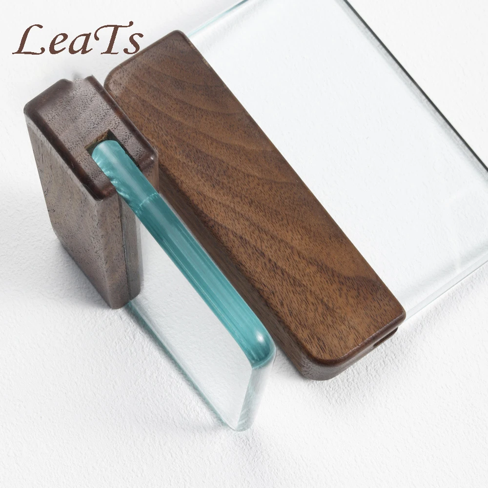 8MM Tempered Glass Hand DIY Leathercraft Tools Glue Scraping Board Walnut Glass Scraper Gluing Sheet Auxiliary Tools