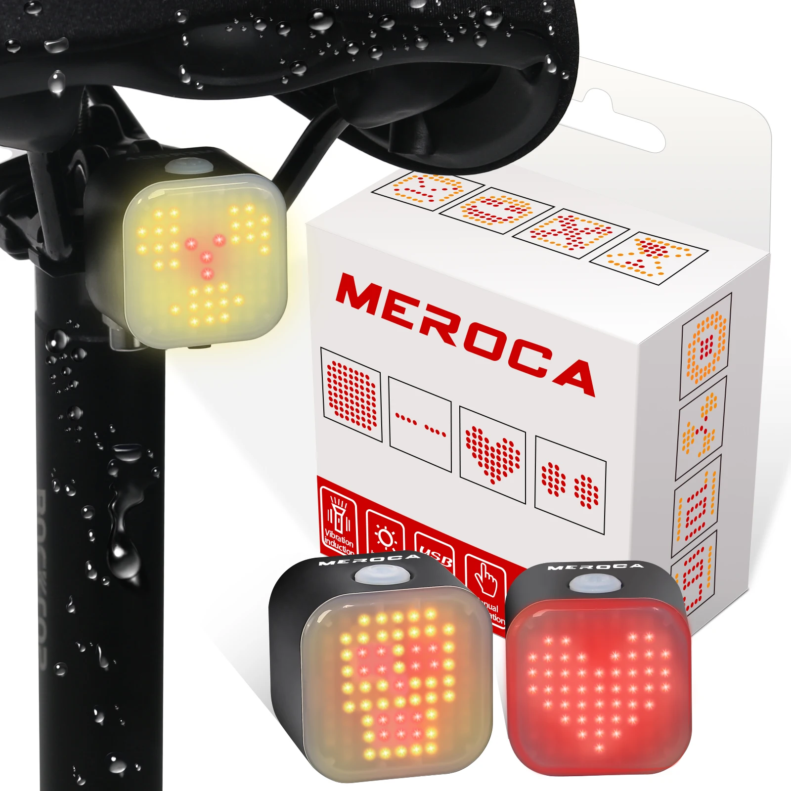 

MEROCA Smart Bicycle Taillight 13 Models Bike Rear Light IPX4 Waterproof Road MTB Rear Lamp Intelligent Sensing Cycling Light