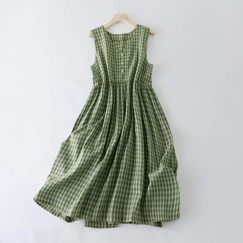 Ju-a | Casual dress with solid color buttons and slit, V-neck, one-tier skirt and short sleeves