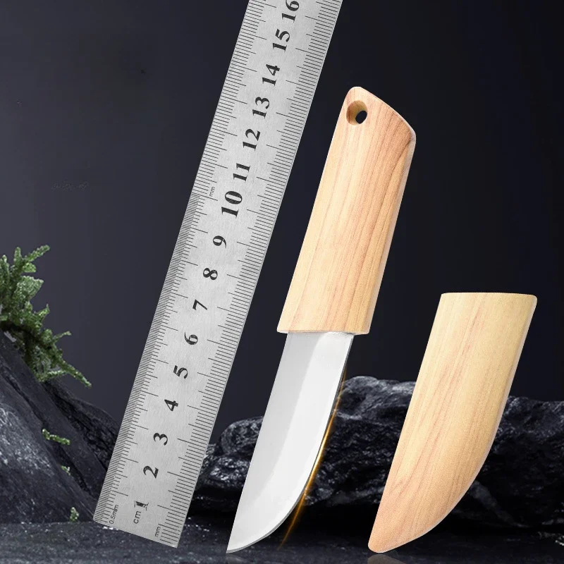 Mini Folding EDC Pocket Knife Fruit Paring Fishing BBQ Knife Portable Hand Meat Cleaver Kitchen Chef with Sheath Cutlery