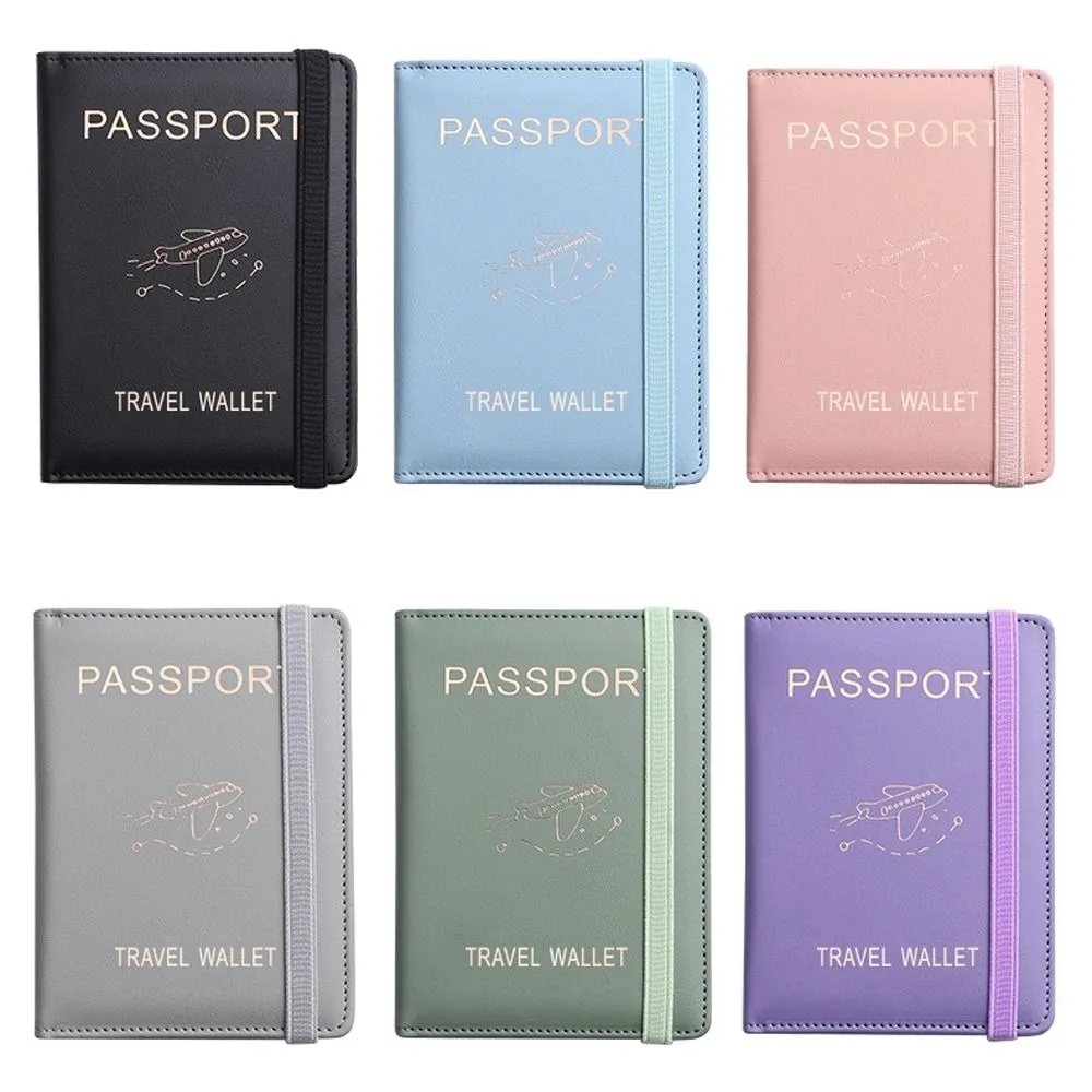 

PU Leather Passport Holder Wallet Portable Letter Printed ID Card Holder Korean Style Multi-function Leather Coin Purse Outdoor