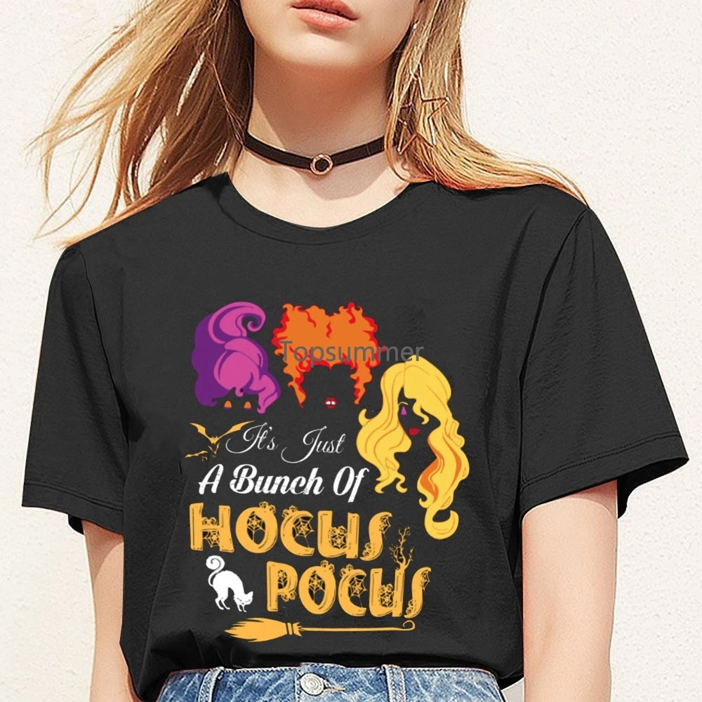 Kuakuayu Hjn Witches Hocus Pocus Hocus Pocus In Un Mondo Pieno Di Streghe Di Base Be A Sanderson Halloween Tees Maglietta Da Donna