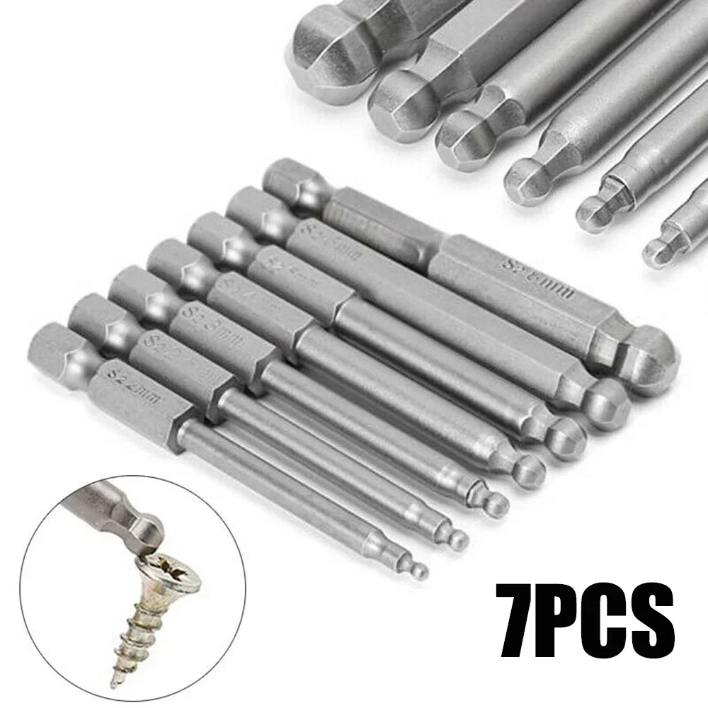 Equipment Hex Screwdriver Bits H2-h8 Hexagon Head Magnetic Ball End Parts Repair Tool Workshop 65mm 7 Pcs Assembly