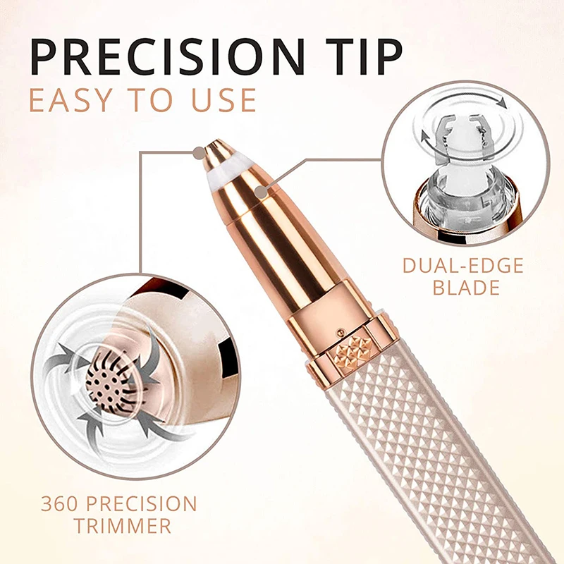 Women's Electric Eyebrow Trimmer Rechargeable Hair Removal Shaving Lip Bikini Lady Shaver Remover Body Facial Nose Epilator 5