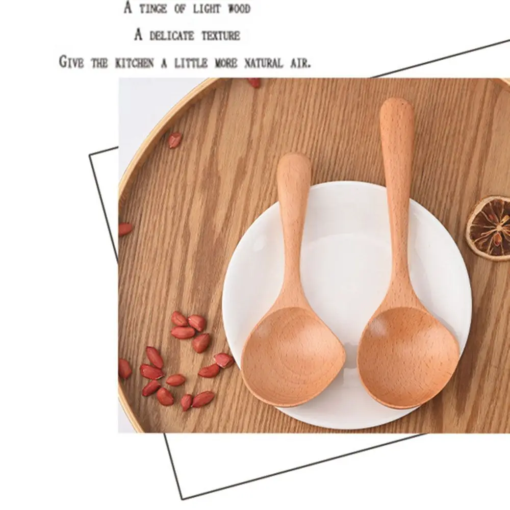 Description Picture 4 of itemWooden Soup Ladle Long Handle Large Spoon Wood Scoop Kitchen Serving Spoon Rice Soup for Snacks Fruit Mixing Scoop