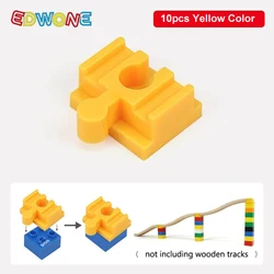 Wooden Train Track Accessories: Plastic Building Block Adapters and Connectors (10pcs yellow)