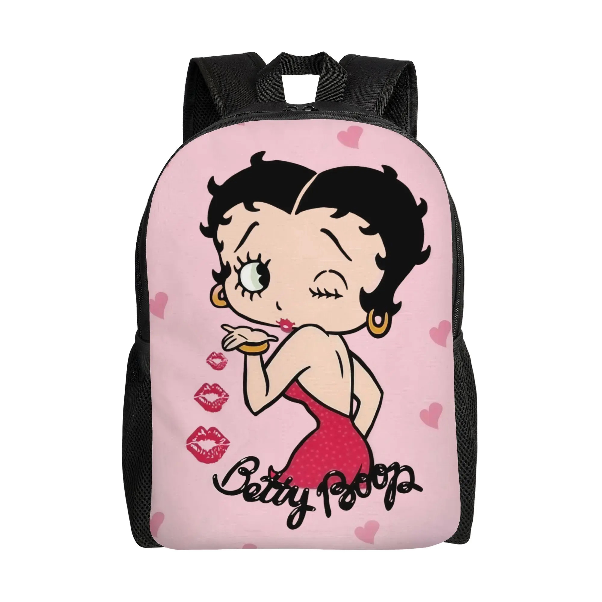 Pink Kiss Cute Girl B-Betty Boops Teenage Backpack Lightweight Student Hiking Travel Daypack for Men Women Laptop Canvas Bags 1