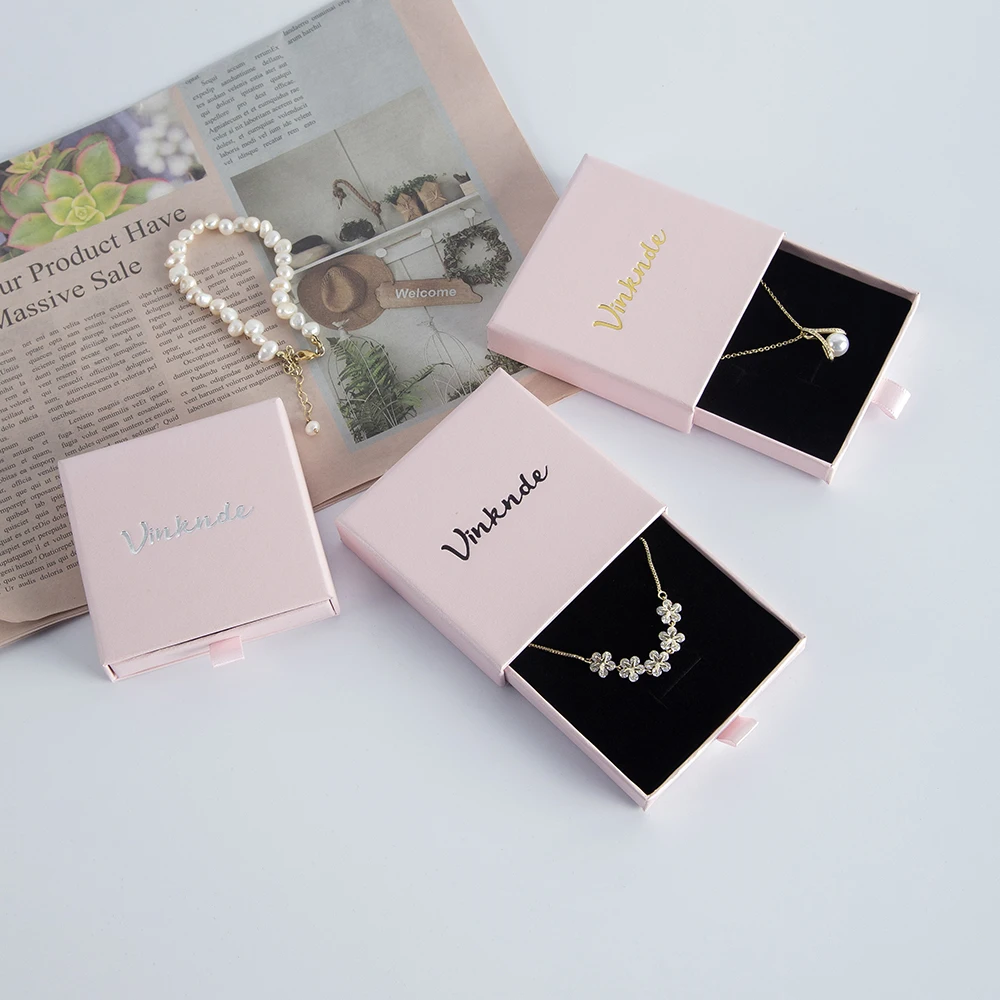 24-Pack Bulk 10x10x2cm White Black Cardboard Drawer Jewelry Box Custom Logo Sliding Earrings Necklace Bracelet Storage Gift Box