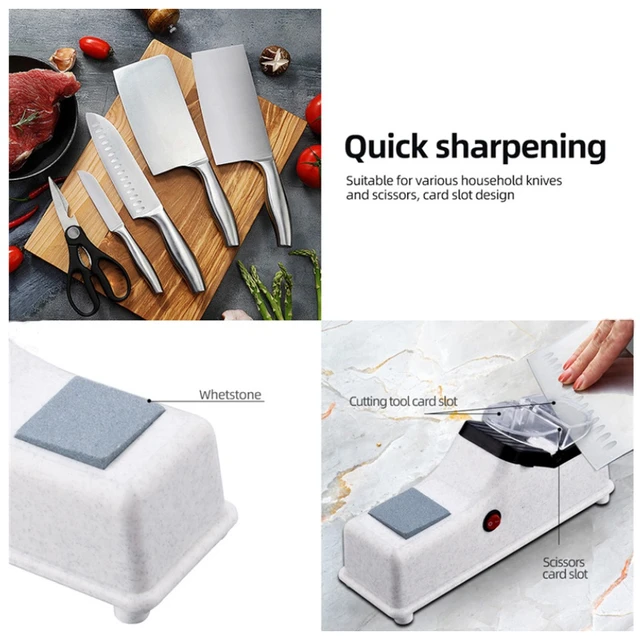 Electric Knife Sharpener Adjustable For Kitchen Knives Tool USB Knife Scissor  Sharpening White Medium And Fine Grinding Blade - AliExpress