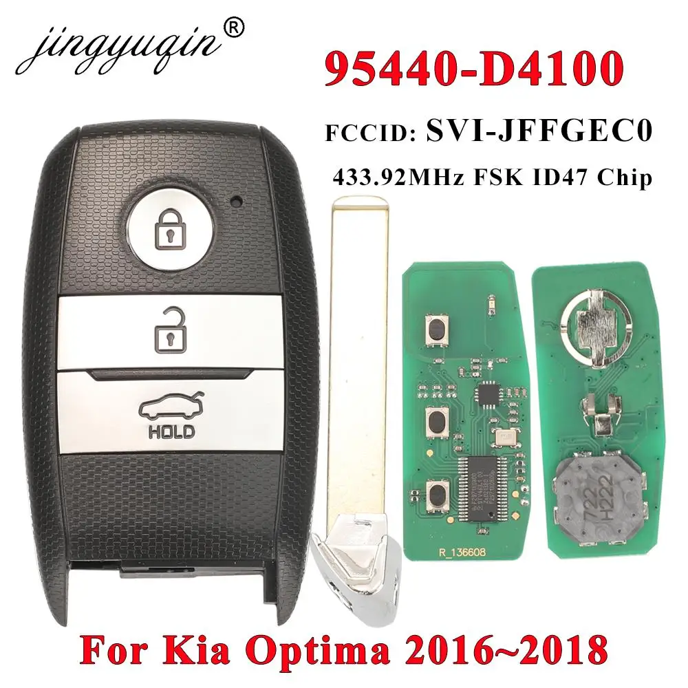 

jingyuqin 95440-D4100 Keyless Remote For Kia Optima 2016-2018 Smart Car Key 434Mhz NCF2951X HITAG ID47 CHIP SVI-JFFGEC0