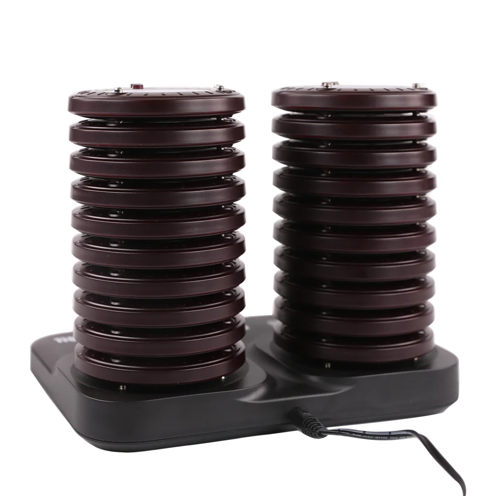Wireless Restaurant Pager System Calling System Dual Charging Base Coaster Buzzer For Food Court Food Truck Cafe Shop