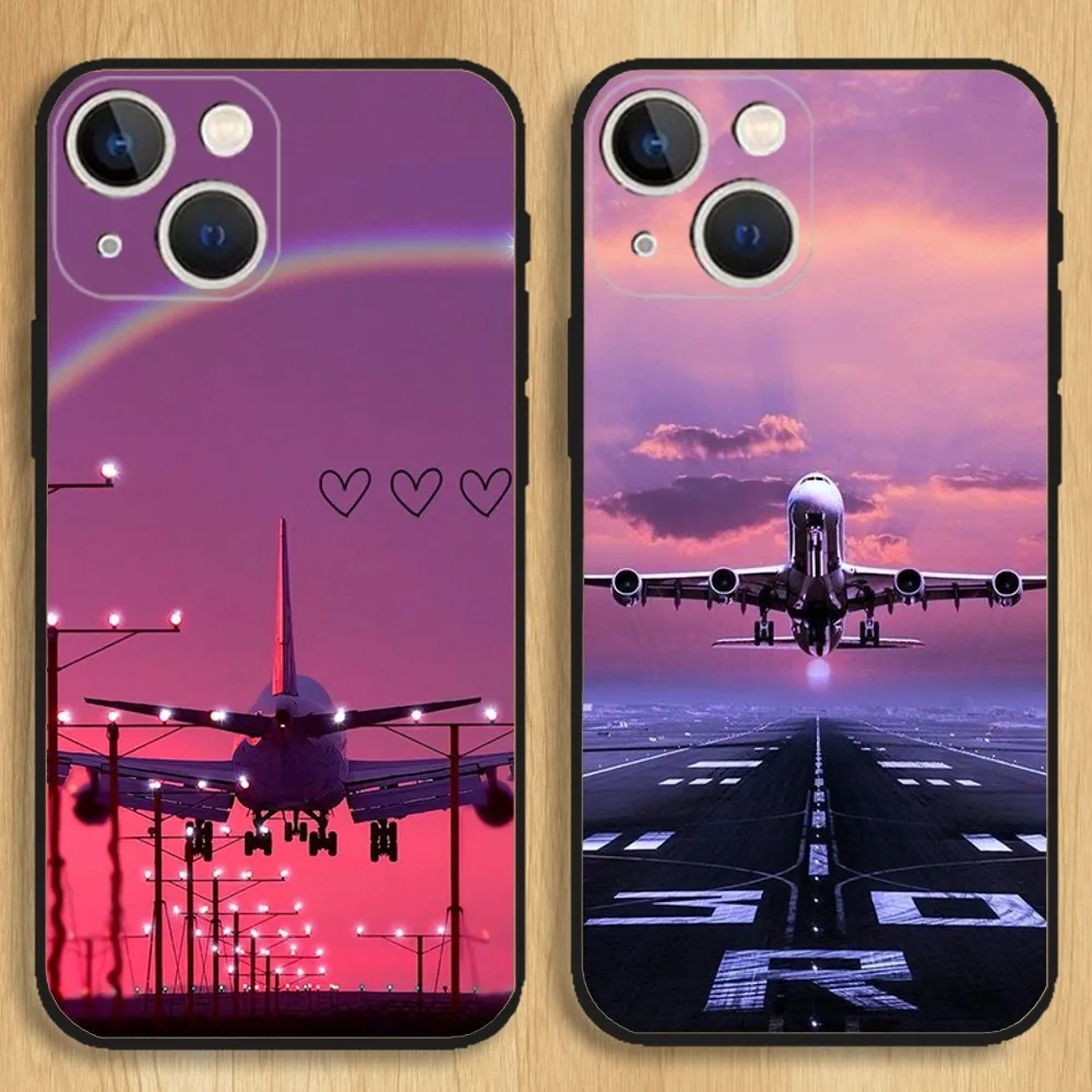 Custodia Per Telefono Aereo Aereo Aereo Per Iphone15,14,13,12,11,Pro,Max,Plus,Mini,X,Xs,Xr,8,7,6,S,Plus,Se Custodia Morbida Nera