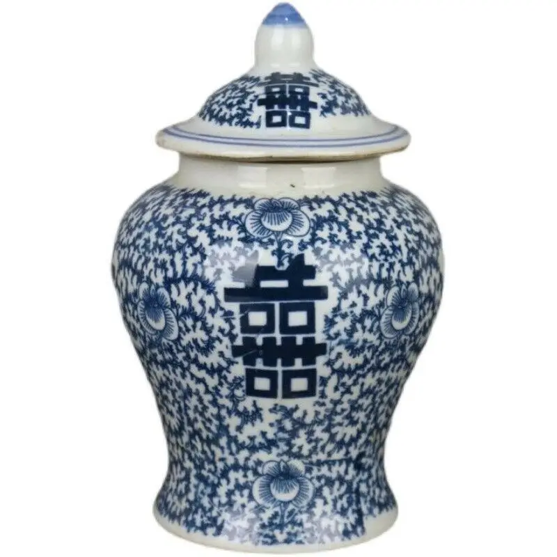 

Chinese Blue and White Porcelain Pot Qing Qianlong Design Tea Caddy 6.4 Inch