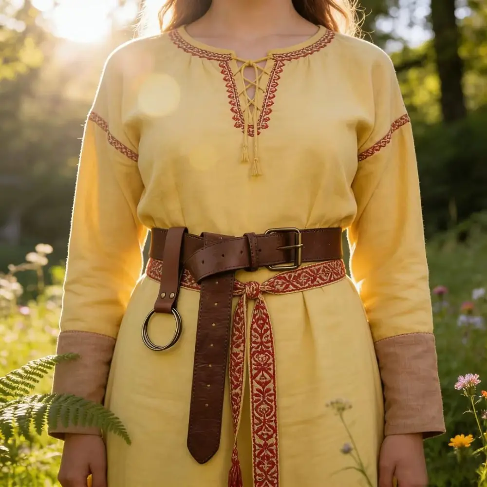 Langlebiger Mittelalterlicher Schwertgürtel aus PU-Leder mit Schwertscheide und Ringriemen für Cosplay und Halloween – Detail 6
