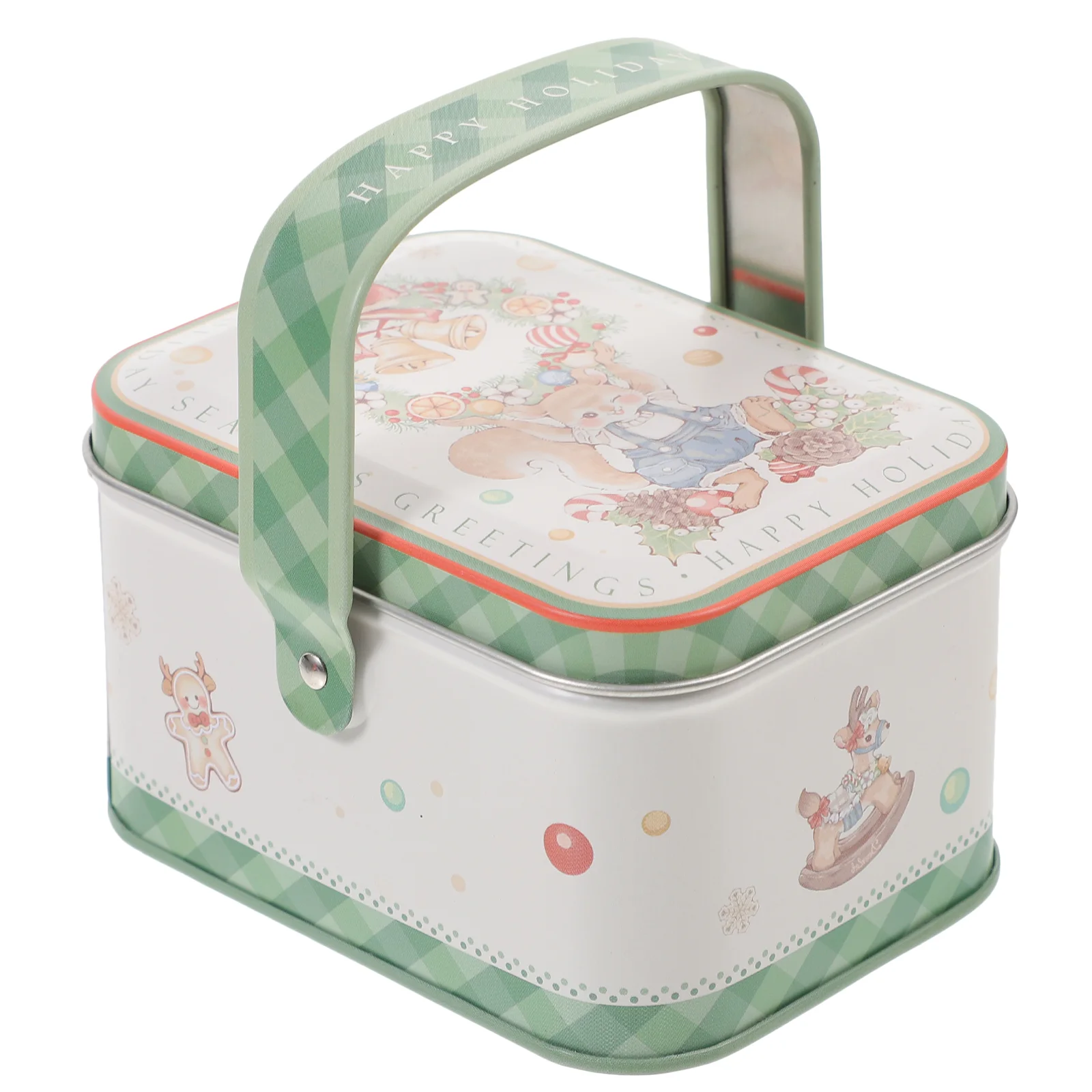 

Christmas Cookie Tins Xmas Candy Tinplate Tins Retro Holiday Empty Cookie Containers Lids Handle Storing Candies Biscuits