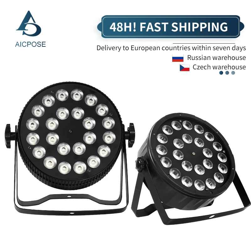 Telecomando Wireless 24X12W Rgbw 4 In 1 Led Par Lights Stage Flat Spotlight Dmx Controlled Party Club Dj Luci Da Discoteca