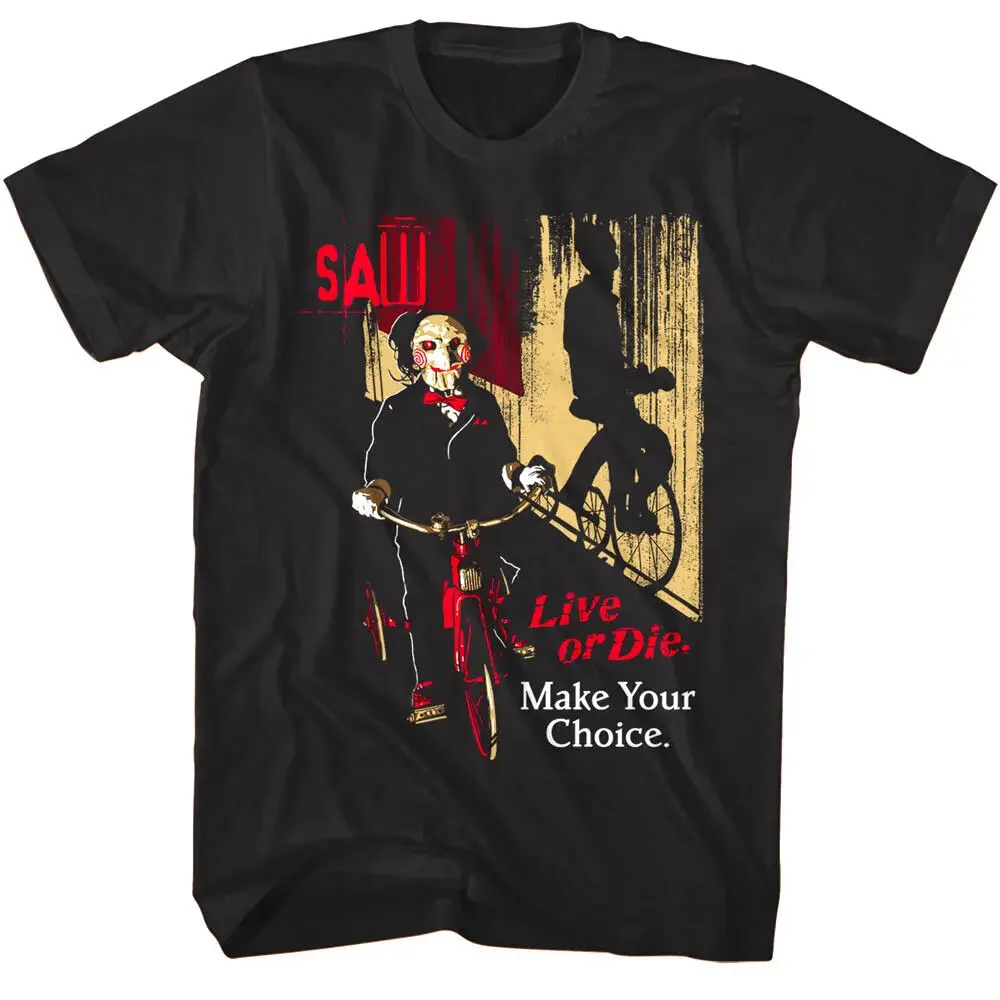 

SAW Jigsaw on Bicycle Men's T Shirt Live or Die Make Your Choice Horror Gorree