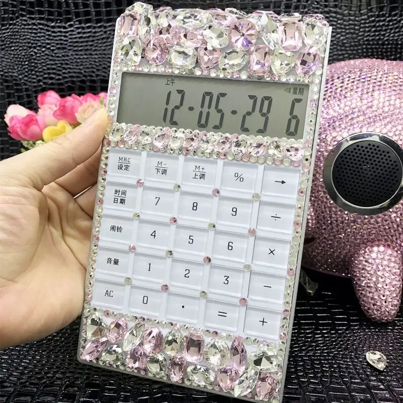 Boutique Luxury Office Electronic Calculator School & Office Electronics Creative Calculator Desktop Computer Rhinestone Crystal