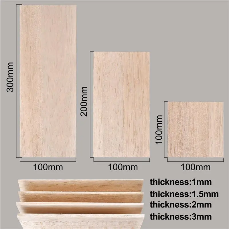 5Pcs Balsa Wood Sheets Ply Blank Unfinished Wood Board Rectangle Wooden Slices DIY Carving Artboard Wood DIY Craft Accessories