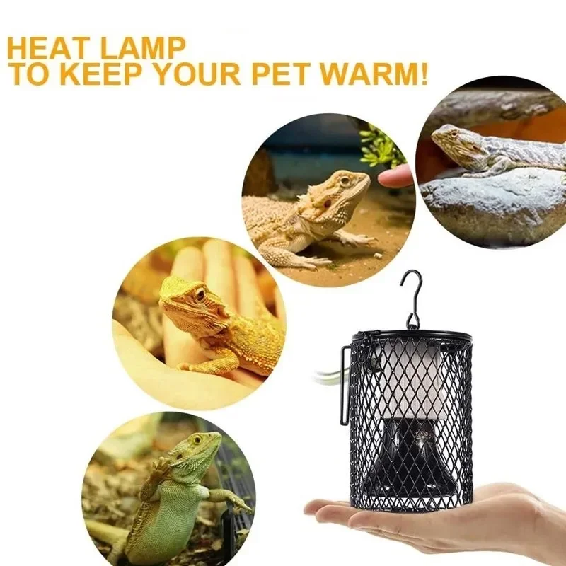Reptile Heat Lamp Bulb Infrared Ceramic Heat Emitter Pet Coop Heater Kit Heater Guard for Chicken Lizard Turtle Brooder Snake