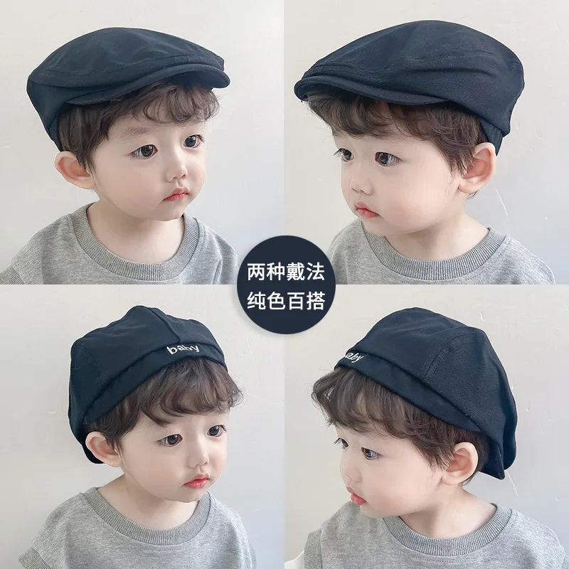 Korean style baby boys fashion letters embroidery peaked cap Kids casual Hats