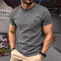 T-shirt Homme 100% Coton Pur à Col Rond, Nouvelle Collection Été 2026, Haut à Manches Courtes Brodé Poney, T-shirt Décontracté Tendance Sport Quotidien 4
