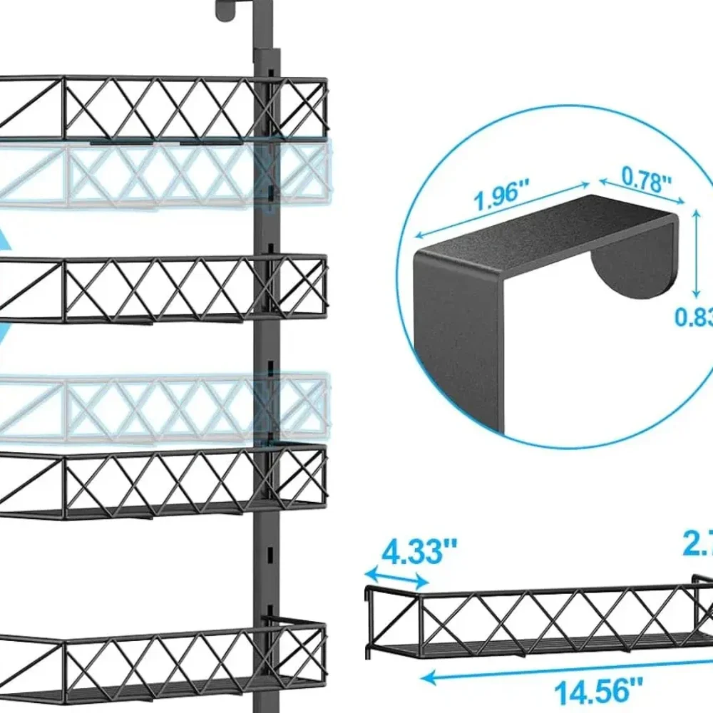Multi-Layer Wall Mount Rack Bathroom Pantry Door Shelf And Pantry Organizer Storage Racks With Adjustable Basket Kitchen Storage