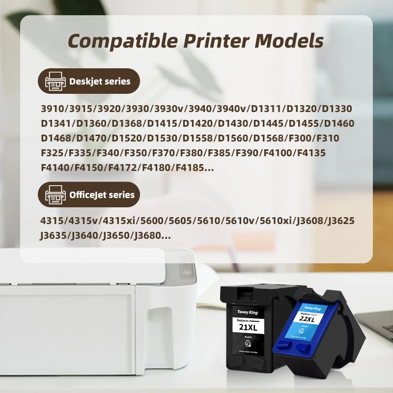 Cartucho de Tinta Compatível para Impressora hp 21xl 22xl 21 22 xl Substituição para Hp21 Deskjet F2180 F2280 F4180 F2200 F380 380 - Imagem 6