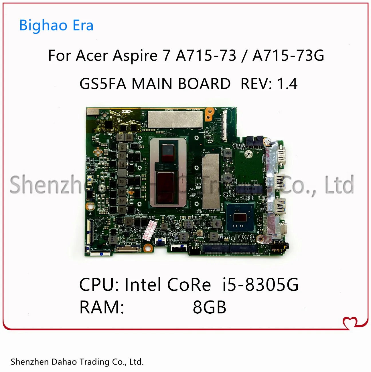 

Материнская плата для ноутбука Acer Aspire 7 A715-73, GS5FA, основной BPARD с процессором i5-8305G, 8GB-RAM, 100% полностью протестирована