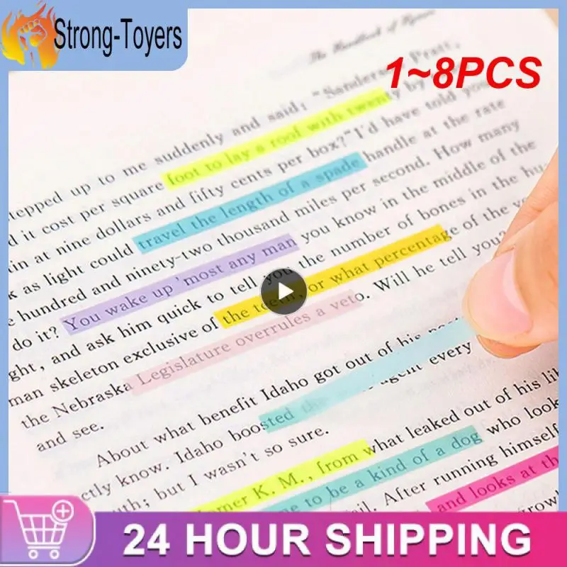 

1~8PCS Color Stickers Transparent Fluorescent Flags Very Thin Strip Index Sticker Writable Color Transparent Post