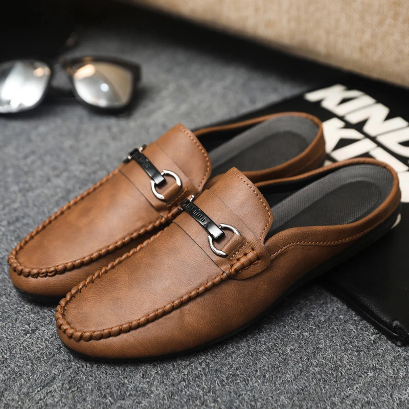 Plus Size 45 46 Offene, lässige Halbschuhe für Herren, Pantoletten, Loafer, Hausschuhe, geschlossene Zehenpartie, Sandalen zum Hineinschlüpfen_voghion.com