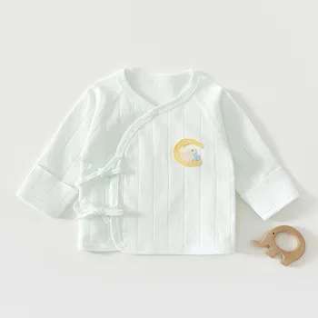 طفل الربيع والخريف أعلى 100 يوم الوليد معطف طويل الأكمام لينة القطن الخالص الكرتون نمط الذكور والإناث ملابس الطفل 4