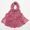 Nouveau Hijab en rayonne froissé pour femmes, écharpe musulmane, châles longs, Turban islamique solide, bandeau Heascarf, bandeau Ramandan