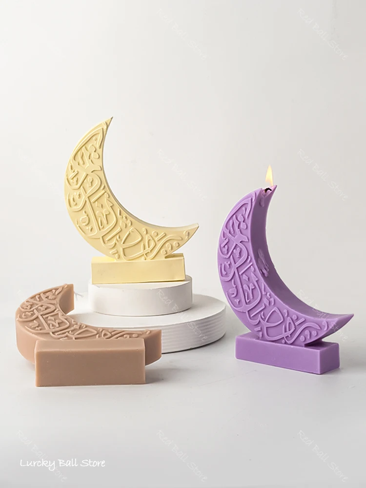 Description Picture 5 of itemCrescent Moon Candle Silicone Mold Eid Mubarak Ramadan Decor Handmade Soap Making Resin Gypsum Concrete Carving Patterns Molds