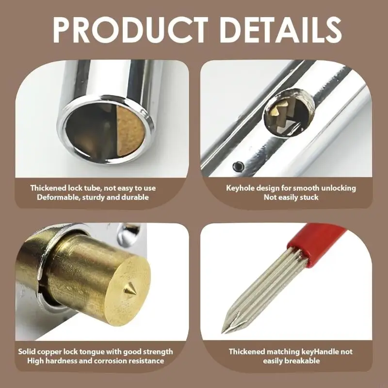 2Pcs AntiTheft Door Security Rack Bolts Cores Hardware Pipe Tube Well Lock 95AA
