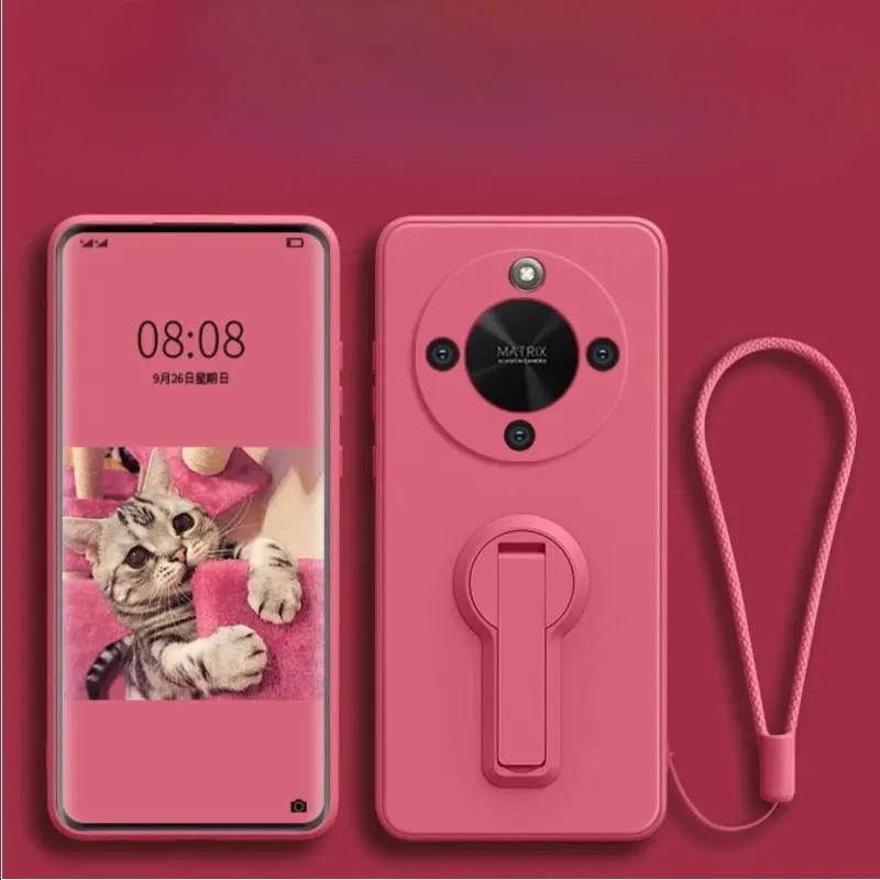 Liquid Silicone Lanyard Shockproof Phone Case with Stand Holder