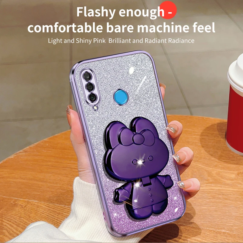 Coque de protection souple avec miroir de maquillage et motif lapin pailleté pour Huawei P30, P40, P50, P60 Lite, Y7, Y6, P30lite, Mate 30, 40, 50_voghion.com