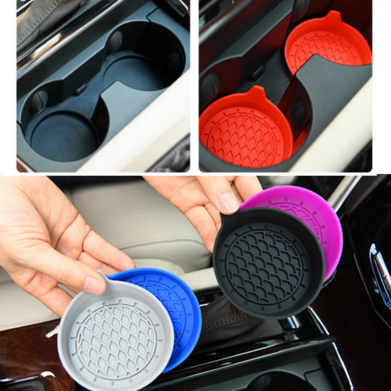 Car Coaster Non-Slip Silicone Mat For Car Water Cup Auto Interior Anti-Slip Cup Pad Drink Holder Mat Decoration Accessories