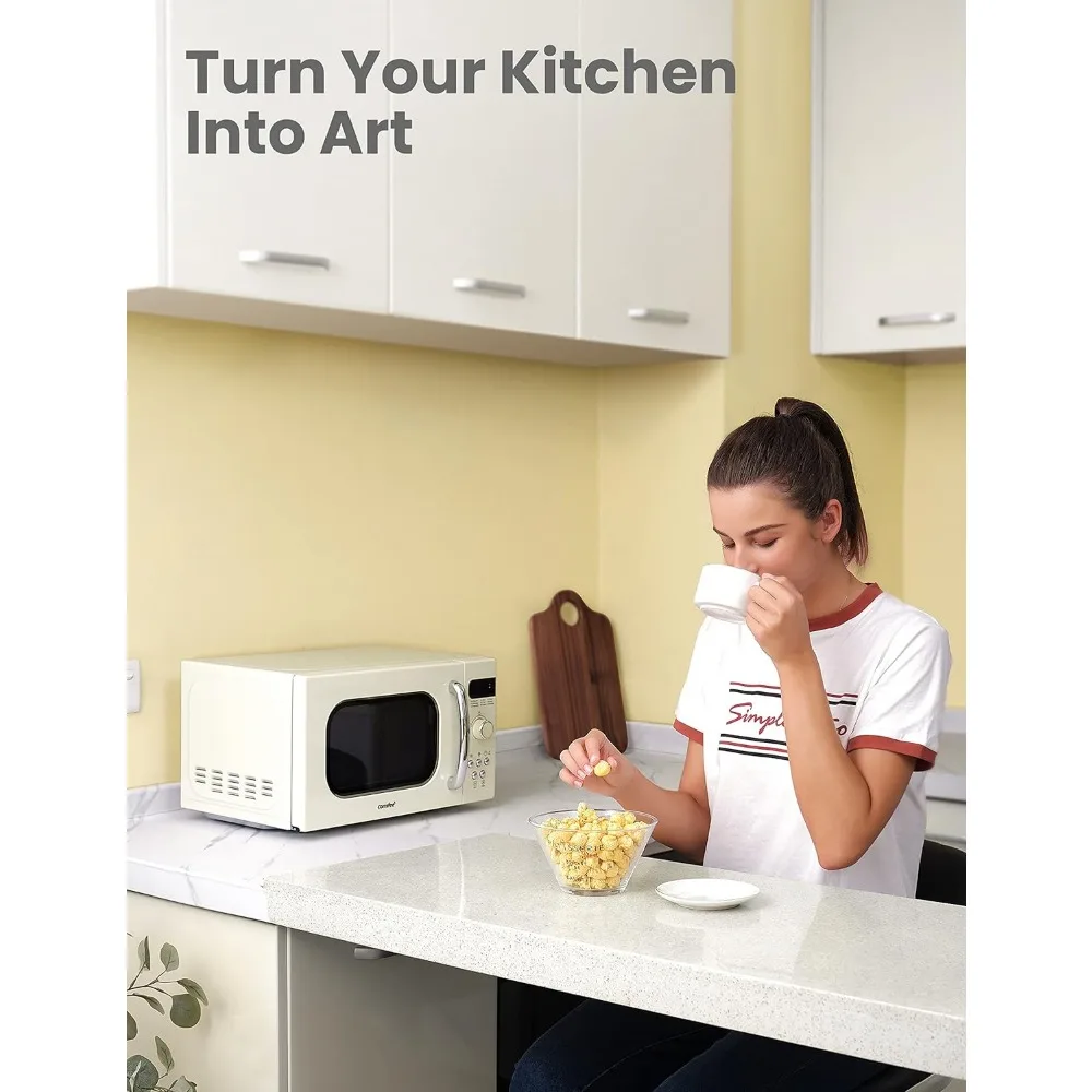 Microwave Oven Compact Size 9 Preset Menus Position-Memory Turntable Mute Function 0.7 Cu Ft/700W